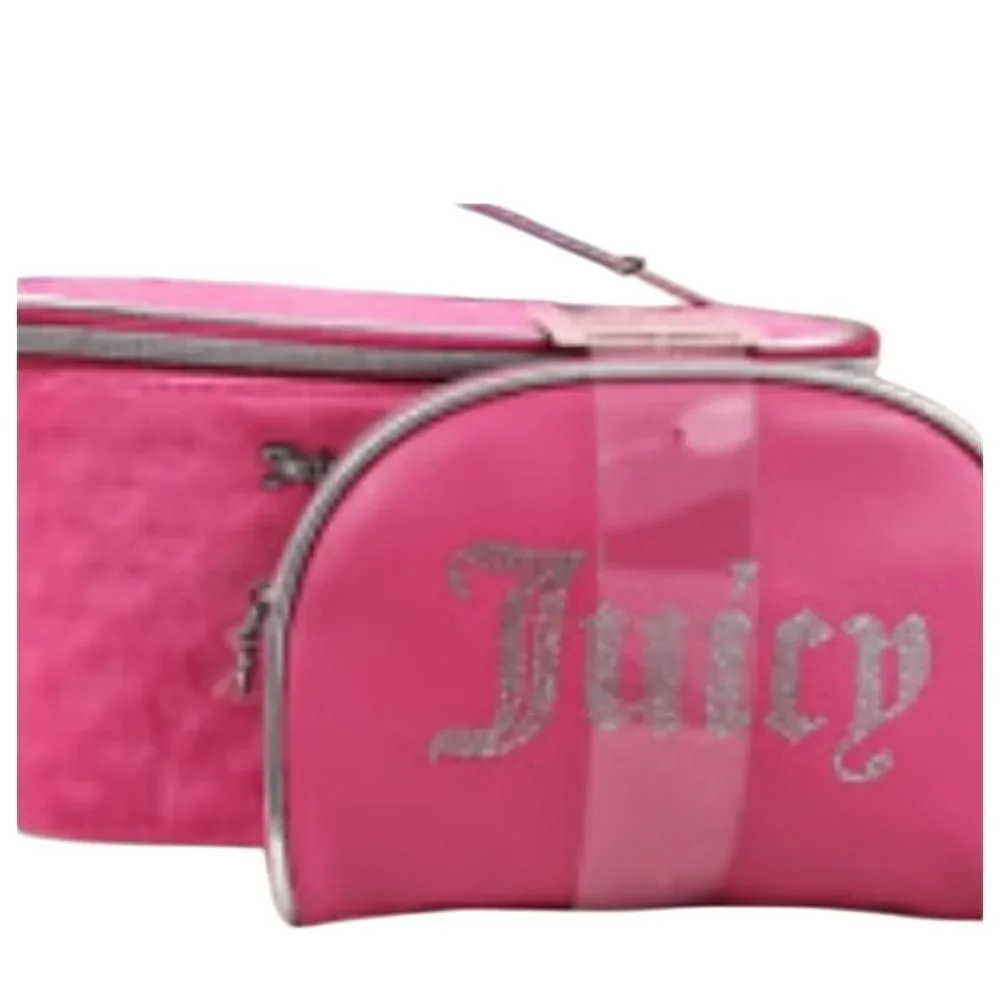 Juicy Couture Rhinestone Logo Heart Printed Velour‎ 2PC Teavel Traincase